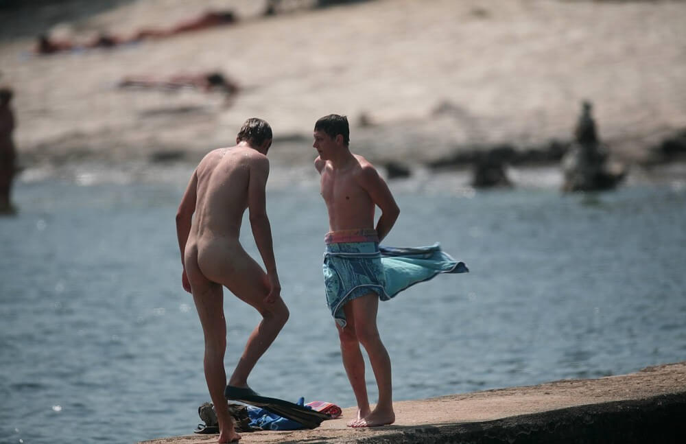 Nudists Boys - Water Prep On The Ledge - A naturist values sincerity, as well as honesty and openness