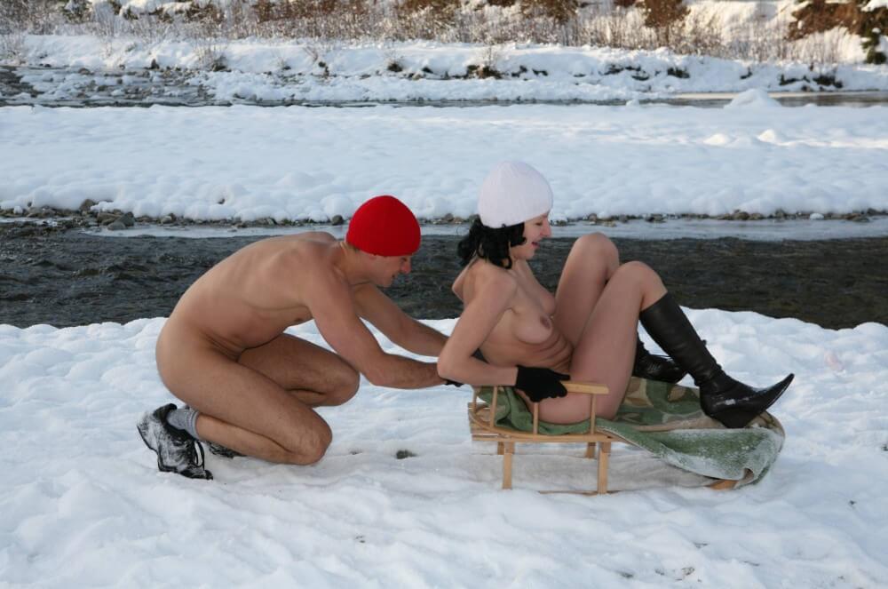 Naturist Girl Snow Day Couples Sled pics - Nudity is a natural aspect of human existence