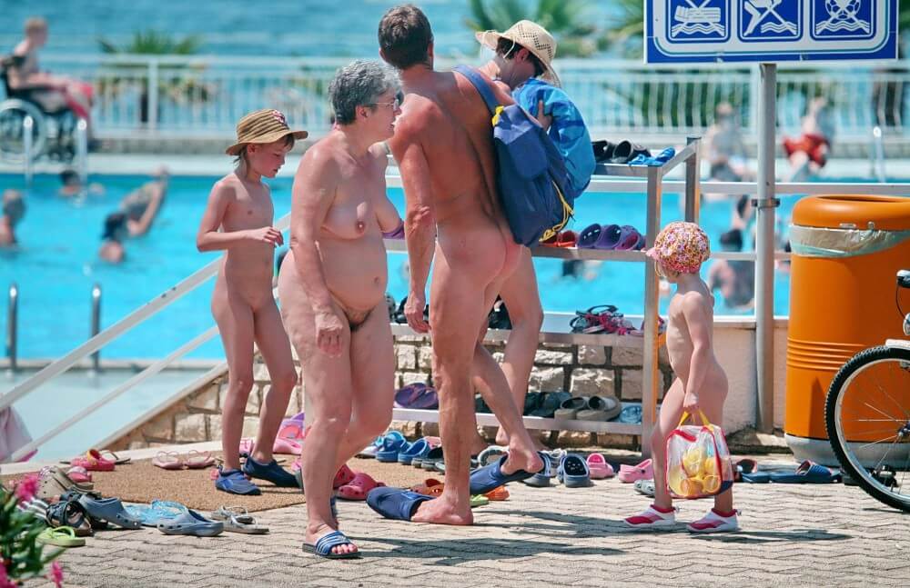 Family Poolside Grouping pics - Nudism and naturism promote inner happiness and harmony