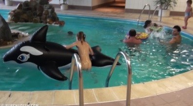 Naturism - Indoor dolphin ride Full HD upd - Overcoming shame and awkwardness when taking off clothes